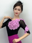 라틴댄스복 라인댄스 셔츠 꽃 플라워 블라우스 입체 줌바복 댄스복 장식 라인