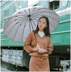 16개의 리브가 메이춘 수동 개폐 우산 - 내구성 튼튼함 210T 섬유 방수 스포츠용 방풍