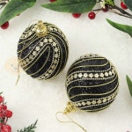 보용상점 글리터 장식볼 2p 플라워회오리 트리오너먼트세트