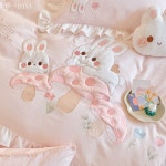 귀엽고 웨이브 그리드 침대용품 차렵이불 패드 베개커버 세트