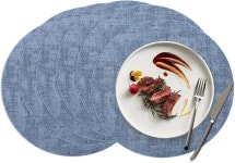 코스모카사 15 인조 가죽 원형 플레이스 매트 세트 6개 주방 식사 파티 실내 실외용 내열 방수