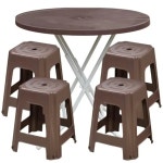 플라스틱 에덴 사각의자 원형 테이블 세트 포차 포장마차 탁자 편의점 야외 학교 1개