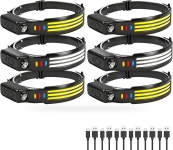 노스렛 6팩 LED 헤드램프 충전식 1200개의 고광도 230 광폭 빔 5가지 조명 모드 캠핑 러닝 하이킹을 위한 IPX6 방수 헤드라이트 6