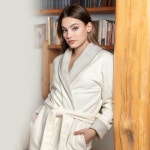 벨마네띠 루체른 6527 크림 뱀부 벨루어 롱 목욕가운 샤워가운 골프가운