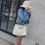 셀러허브잡화 대 여성 대학생용 캔버스백 숄더백 왕골가방 G9752