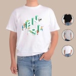 반팔티셔츠 공원에서 각자 놀이 그림 다양한색상 전사이즈