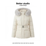 겨울 폭스퍼 벨티드 숏 패딩 점퍼 S