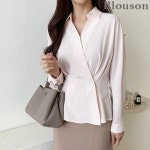 카라 랩 슬림 블라우스 B2102BL030A