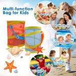 2Pcs 접이식 장난감 보관 가방 해변용 대용량 바다 껍질 가방 10 5L 2 77갤런 지퍼와 스트랩이 달린