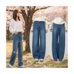 잇백잇슈 잇템다트청바지 봄 와이드팬츠 밴딩 출근룩여자청바지