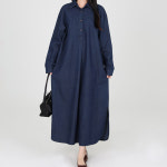 모이르벨라 여성용 원더 카라 데님 롱 원피스 연청 A24FW2-A0741