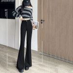 봄 가을 여자 정장 바지 하이웨스트 여성 세미 부츠컷 긴바지 데일리 여성용 나팔바지 YSQ