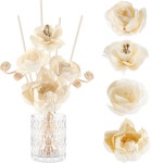 다이펀리 11개 플라워 리드 디퓨저 세트 솔라 스틱 5온스 빈 디자인 병 향 라이스 페이퍼 천연 꽃