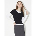 여성 국산 잘록라인 유넥 슬림핏 쫀쫀 스판 반팔 티셔츠 RNF-WSH-A0181