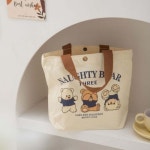 초롱하우스 곰돌이 캐릭터 베어 캔버스 손가방 미니 에코백