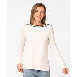 Melissa Paige 페티트 버튼 숄더 보트 넥 스웨터 쁘띠 Petite Button Shoulder Boat Neck Sweater Snow 24291098