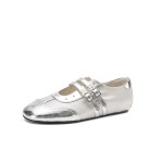 여성 편하게 퍼즐 메리제인슈즈 힐 속굽 소가죽 캐주얼 단화 젠2 35 3 은 J09Z5I