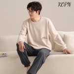 KOPN 남자 덕융 보온 잠옷 가을겨울 긴 소매 캐주얼 세트 기모 가후 플러스 사이즈 가정복 외장 62-72kg H4003