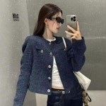 라일리여성의류 Rly 여성 단정한 노카라 트위드자켓 금장버튼 재킷 아