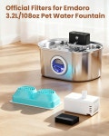엠도로 8팩 교체 필터 스펀지 3 2L 108온스 스테인리스 스틸 고양이 분수 무선 세트 용 8 Filters Sponges