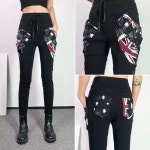 봉숙이 잉글랜 2025 겨울 기모 여성 스판 밴딩 배기 팬츠 따뜻한 색 승마 베기 9부 긴 바지