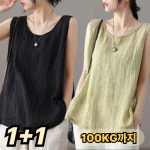 UNIQUEZON 1 1 여성 여름 린넨 나시 티셔츠 면 마 쿨 민소매 루즈핏 30대40대50대 65-77KG