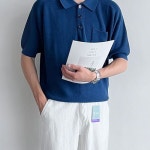 이븐센스 제넨 미니멀 아크릴 카라 니트 티셔츠