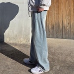 세르노 사이드 턱 와이드 워싱 밴딩 데님