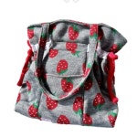 푸구리 딸기 리본 에코백