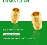 Tnuocke 5pcs 1 4 NPT 수컷 x 솔리드 황동 니플 파이프 피팅 헤비 헥스 스트레이트 커넥터 어댑터 1 4 NPT x H-041-1 4 NPT-1 4