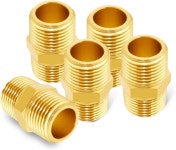 Tnuocke 5pcs 1 4 NPT 수컷 x 솔리드 황동 니플 파이프 피팅 헤비 헥스 스트레이트 커넥터 어댑터 1 4 NPT x H-041-1 4 NPT-1 4