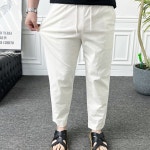 남자 여름바지 밴딩 스판 린넨 마 9부 세미와이드 팬츠 35 36