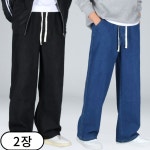 1 1 남자 밴딩 데님 팬츠 세미 와이드 청바지 6690-2 38