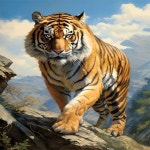 취미생활 유화 스타일 호랑이 캔버스 그림액자 달려오는 1개 ss701