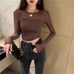 해피유통 여성 슬림핏 캐주얼 심플 이너 톱 긴팔 티 jhy L 8812