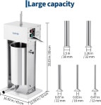 가비테크 7LBS 3L 소시지 스터퍼 2단 기어 토크 조정이 가능한 304 스테인리스 스틸 수동 메이커 5개의 충전 튜브 청소 키트가 포함된 기계 3L