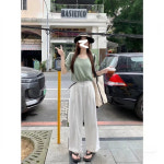 해피유통여성 춘하철 니트 라운드넥 반팔 탑스 캐주얼 루즈핏 디자인 fxx 녹색