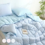 이브아띠 스트라이프 워싱 알러지케어 차렵이불 세트 이불 패드 베개커버 세트 슈퍼싱글 스카이블루