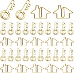 귀빈 102팩 부동산 중개인 50개의 집 모양 종이 클립 열쇠 와이어 2개의 투명 보관함 가정