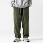 유루 남자 와이드 레그드롭 롤업 면바지 J2123