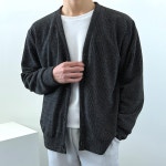 이브컴퍼니 남녀공용 오버핏 골지 브이넥 가디건 M 95 챠콜 3874-1