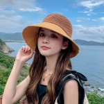 여성 바캉스 리본 버킷햇 1P 메쉬 여름 비치캡 모자