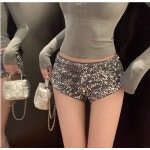 쌍천 블링블링 반바지 슬림핏힙업 a라인 셱시 핫펜츠 난타 무대의상 방송댄스 아랑 고고 장구 반바지 S A26030103