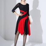 라틴 댄스 여성 공연 의상 라인 원피스 줌바 앤 스플래시 L