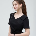 로엠 오픈카라 랩 블라우스 RMBLG25NT2