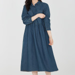 모이르벨라 넬리 카라 데님 롱 원피스 흑청 L T24FW2-A0656