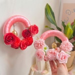 미아아트 어버이날 카네이션 만들기 비누꽃 카네이션 리스 스승의날 선물 diy 키트 1개 봄날의 부착형 도어걸이
