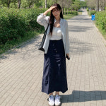 피크 바스락 나일론 카고 롱스커트 A1178