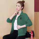 TKX 여성용 캐주얼 재킷 봄 가을 스탠드넥 집업 상의 세련된 디자인 중년여성 옷 그린