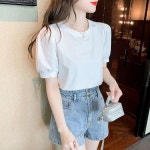 아이버리아 여성 반팔 티셔츠 버블소매 라운드넥 여름용
